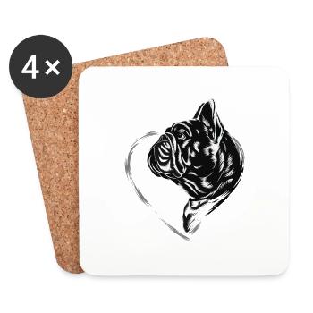 Bulldogge - Untersetzer (4er-Set) - Weiß - Vorne