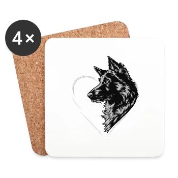 Deutscher Schäferhund - Untersetzer (4er-Set) - Weiß - Vorne