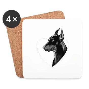 Dobermann - Untersetzer (4er-Set) - Weiß - Vorne