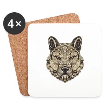 Portrait de chien husky - Dessous de verre (lot de 4) - blanc - Devant