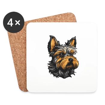 Yorkshire Terrier Hund Portrait - Untersetzer (4er-Set) - Weiß - Vorne