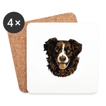 Border Collie Hund Portrait - Untersetzer (4er-Set) - Weiß - Vorne