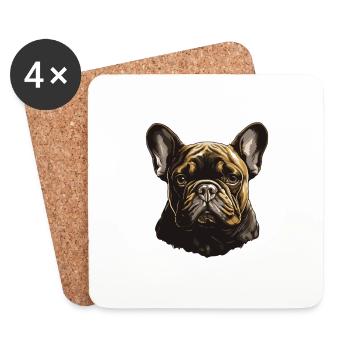 Portrait de chien bouledogue français - Dessous de verre (lot de 4) - blanc - Devant
