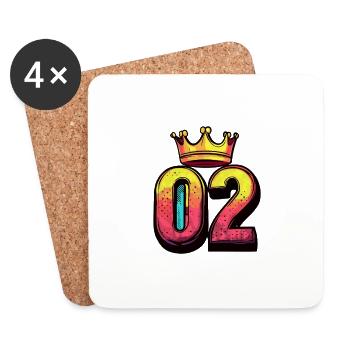 2 Zahl Krone - Untersetzer (4er-Set) - Weiß - Vorne