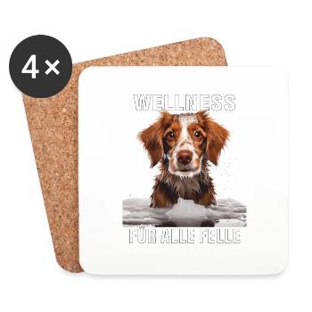 HUND WELLNESS FÜR ALLE FELLE - Untersetzer (4er-Set) - Weiß - Vorne