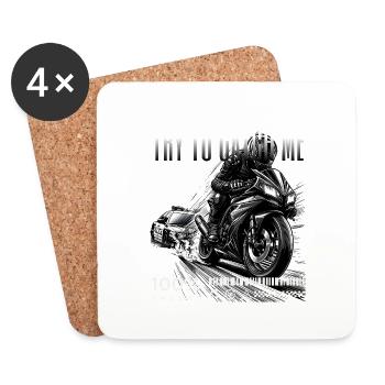 Cool Biker and Biker Motorcycle Design Catch Me - Coasters (set of 4) - white - Front