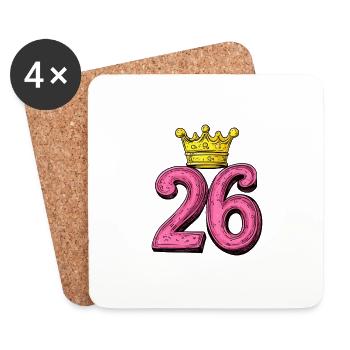 26 Zahl Krone - Untersetzer (4er-Set) - Weiß - Vorne