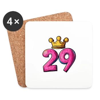 29 Zahl Krone - Untersetzer (4er-Set) - Weiß - Vorne