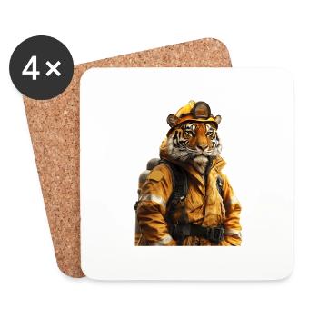 Tiger - Untersetzer (4er-Set) - Weiß - Vorne