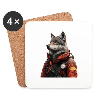 Wolf - Untersetzer (4er-Set) - Weiß - Vorne