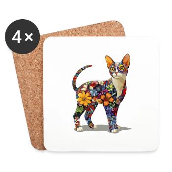 Devon Rex - Untersetzer (4er-Set) - Weiß - Vorne