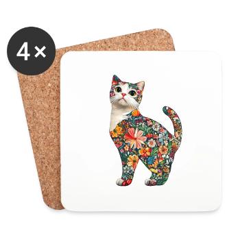Schottische Faltohrkatze - Untersetzer (4er-Set) - Weiß - Vorne