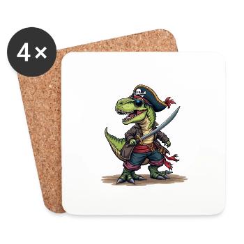 Carnaval Pirate Dinosaure Costume Chapeau de Pirate Alaaf - Dessous de verre (lot de 4) - blanc - Devant