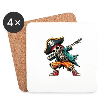 Carnaval Pirate Squelette Dabbing Chapeau Pirate Alaaf - Dessous de verre (lot de 4) - blanc - Devant