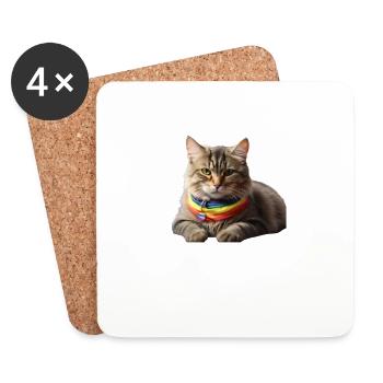 Purride Power Pride Cat Lover - Coasters (set of 4) - white - Front