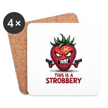 Ceci est un cambriolage - Gangster drôle de fraise - Dessous de verre (lot de 4) - blanc - Devant