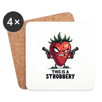 Ceci est un cambriolage - Gangster drôle de fraise - Dessous de verre (lot de 4) - blanc - Devant