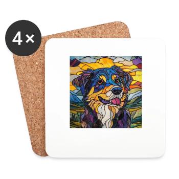 Hund - Untersetzer (4er-Set) - Weiß - Vorne