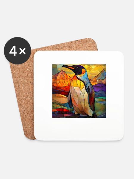 Pinguin - Untersetzer (4er-Set) - Weiß