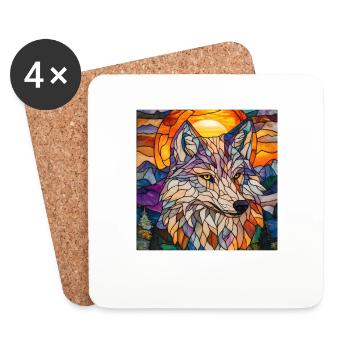 Wolf - Untersetzer (4er-Set) - Weiß - Vorne