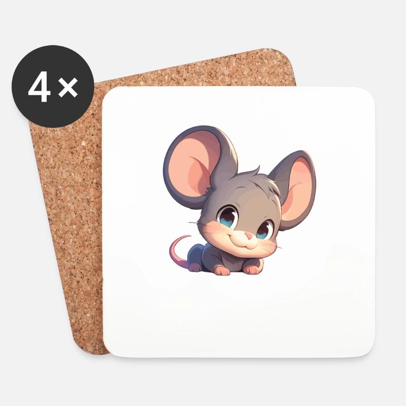 Mäuse Maus - Untersetzer (4er-Set) - Weiß