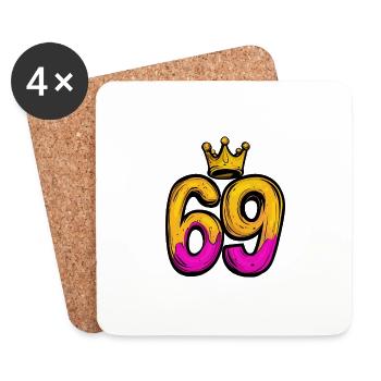 69 Zahl Krone - Untersetzer (4er-Set) - Weiß - Vorne