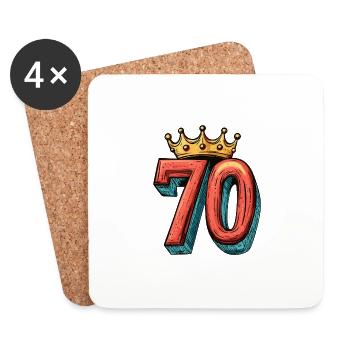 70 Zahl Krone - Untersetzer (4er-Set) - Weiß - Vorne