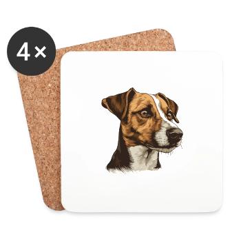 Jack Russel Terrier Hund Portrait - Untersetzer (4er-Set) - Weiß - Vorne