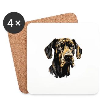 Great Dane Hund Portrait - Untersetzer (4er-Set) - Weiß - Vorne