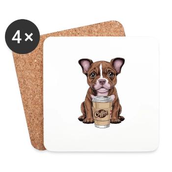 Cute dog and coffee motif for coffee lovers - Coasters (set of 4) - white - Front