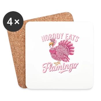 Personne ne mange flamant rose, Noël, Humoristique - Dessous de verre (lot de 4) - blanc - Devant