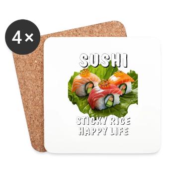 SUSHI STICKY RICE HAPPY LIFE - Untersetzer (4er-Set) - Weiß - Vorne