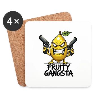 Gangsta fruité – Gangster au citron drôle - Dessous de verre (lot de 4) - blanc - Devant