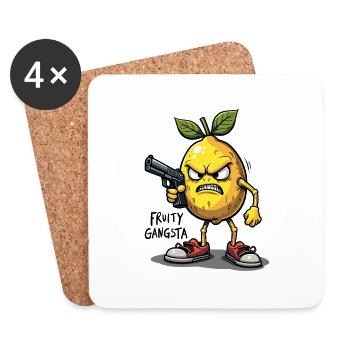 Fruity Gangsta – Lustige Zitronen Gangster - Untersetzer (4er-Set) - Weiß - Vorne