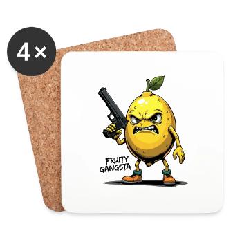 Gangsta fruité – Gangster au citron drôle - Dessous de verre (lot de 4) - blanc - Devant
