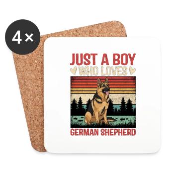 Juste un garçon qui aime le berger allemand - Dessous de verre (lot de 4) - blanc - Devant