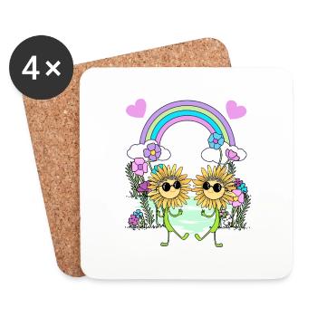 Arc-en-ciel Hippie Tournesols Enfants - Dessous de verre (lot de 4) - blanc - Devant
