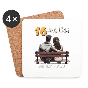 16 YEARS A GOOD TEAM MAN WOMAN - Coasters (set of 4) - white - Front