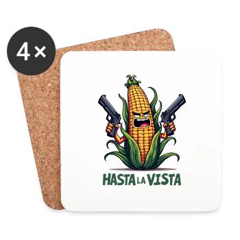 Gangster Corn Hasta La Vista – Corn on the Cob Gangster - Coasters (set of 4) - white - Front