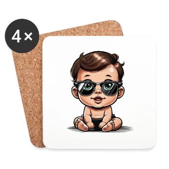 baby comic sonnenbrille - Untersetzer (4er-Set) - Weiß - Vorne