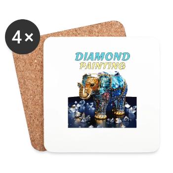 DIAMANTEN ELEFANT DIAMOND PAINTING - Untersetzer (4er-Set) - Weiß - Vorne