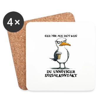 Geh mir aus dem Weg Du unnötiger Sozialkontakt - Untersetzer (4er-Set) - Weiß - Vorne
