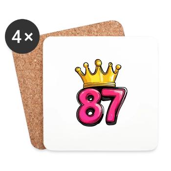 87 Zahl Krone - Untersetzer (4er-Set) - Weiß - Vorne