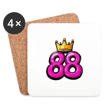 88 Zahl Krone - Untersetzer (4er-Set) - Weiß - Vorne