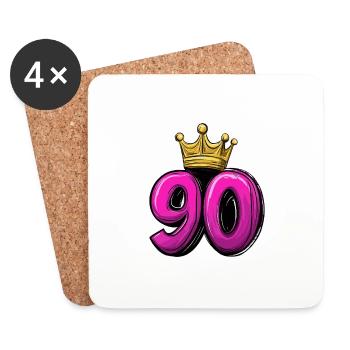 90 Zahl Krone - Untersetzer (4er-Set) - Weiß - Vorne