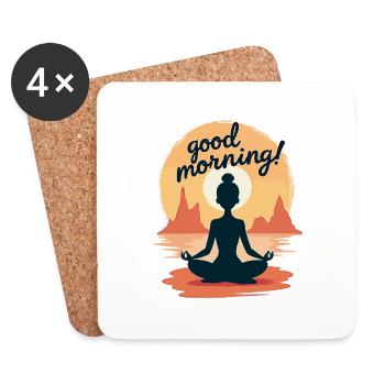 Good Morning Yoga Meditation Design Morning Rituals - Coasters (set of 4) - white - Front