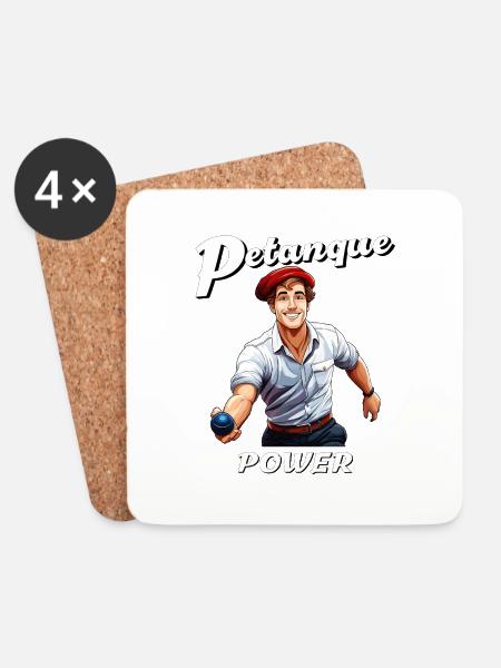 PETANQUE POWER - Untersetzer (4er-Set) - Weiß