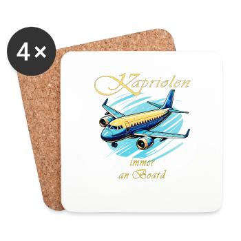 FLUGZEUG Kapriolen immer an Board - Untersetzer (4er-Set) - Weiß - Vorne