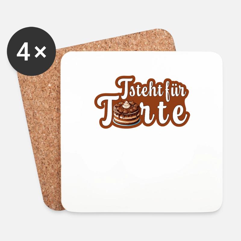 T steht für Torte - Untersetzer (4er-Set) - Weiß
