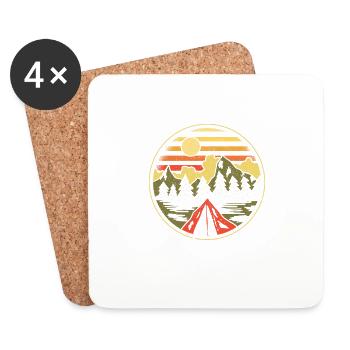 Camping Feu de camp Camper - Dessous de verre (lot de 4) - blanc - Devant